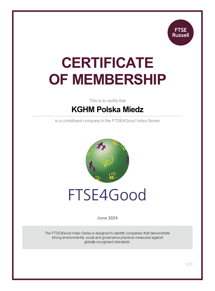 KGHM Polska Miedz FTSE4Good Certificate 2024